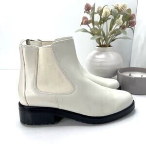 Everlane The Modern Utility Chelsea Boot Leather White Women 9.5 NWOB